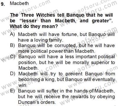 İngiliz/Amerikan Edebiyatı 2 Dersi 2013 - 2014 Yılı (Final) Dönem Sonu Sınav Soruları 9. Soru