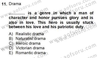 İngiliz/Amerikan Edebiyatı 2 Dersi 2014 - 2015 Yılı (Vize) Ara Sınav Soruları 11. Soru