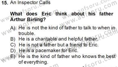 İngiliz/Amerikan Edebiyatı 2 Dersi 2014 - 2015 Yılı (Vize) Ara Sınav Soruları 15. Soru