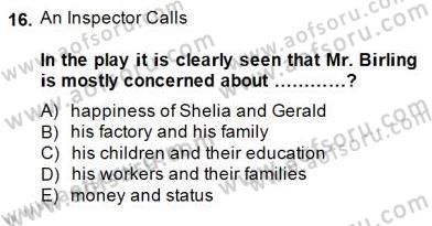 İngiliz/Amerikan Edebiyatı 2 Dersi 2014 - 2015 Yılı (Vize) Ara Sınav Soruları 16. Soru