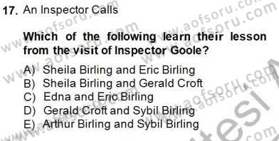 İngiliz/Amerikan Edebiyatı 2 Dersi 2014 - 2015 Yılı (Vize) Ara Sınav Soruları 17. Soru