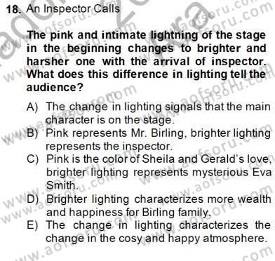 İngiliz/Amerikan Edebiyatı 2 Dersi 2014 - 2015 Yılı (Vize) Ara Sınav Soruları 18. Soru