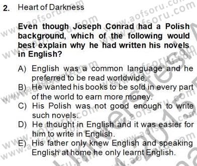 İngiliz/Amerikan Edebiyatı 2 Dersi 2014 - 2015 Yılı (Vize) Ara Sınav Soruları 2. Soru