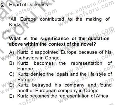 İngiliz/Amerikan Edebiyatı 2 Dersi 2014 - 2015 Yılı (Vize) Ara Sınav Soruları 6. Soru