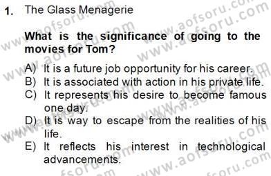 İngiliz/Amerikan Edebiyatı 2 Dersi 2014 - 2015 Yılı (Final) Dönem Sonu Sınav Soruları 1. Soru