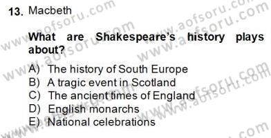 İngiliz/Amerikan Edebiyatı 2 Dersi 2014 - 2015 Yılı (Final) Dönem Sonu Sınav Soruları 13. Soru