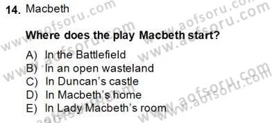 İngiliz/Amerikan Edebiyatı 2 Dersi 2014 - 2015 Yılı (Final) Dönem Sonu Sınav Soruları 14. Soru