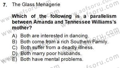 İngiliz/Amerikan Edebiyatı 2 Dersi 2014 - 2015 Yılı (Final) Dönem Sonu Sınav Soruları 7. Soru
