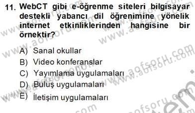 İng. Öğretmenliğinde Öğretim Teknolojileri Ve Materyal Tasarımı 1 Dersi 2013 - 2014 Yılı (Final) Dönem Sonu Sınav Soruları 11. Soru