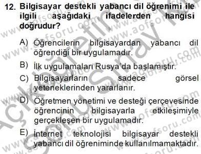 İng. Öğretmenliğinde Öğretim Teknolojileri Ve Materyal Tasarımı 1 Dersi 2013 - 2014 Yılı (Final) Dönem Sonu Sınav Soruları 12. Soru