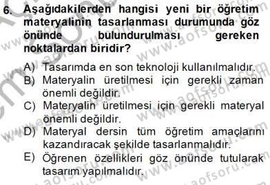 İng. Öğretmenliğinde Öğretim Teknolojileri Ve Materyal Tasarımı 1 Dersi 2013 - 2014 Yılı (Final) Dönem Sonu Sınav Soruları 6. Soru