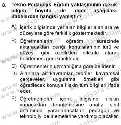 İng. Öğretmenliğinde Öğretim Teknolojileri Ve Materyal Tasarımı 1 Dersi 2013 - 2014 Yılı (Final) Dönem Sonu Sınav Soruları 8. Soru