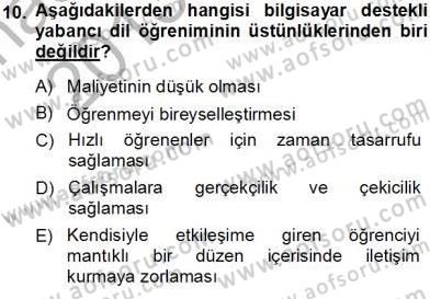 İng. Öğretmenliğinde Öğretim Teknolojileri Ve Materyal Tasarımı 1 Dersi 2013 - 2014 Yılı Tek Ders Sınav Soruları 10. Soru