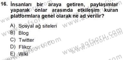 İng. Öğretmenliğinde Öğretim Teknolojileri Ve Materyal Tasarımı 1 Dersi 2013 - 2014 Yılı Tek Ders Sınav Soruları 16. Soru