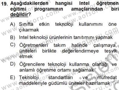 İng. Öğretmenliğinde Öğretim Teknolojileri Ve Materyal Tasarımı 1 Dersi 2013 - 2014 Yılı Tek Ders Sınav Soruları 19. Soru