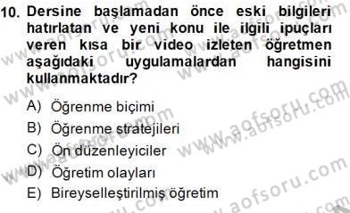 İng. Öğretmenliğinde Öğretim Teknolojileri Ve Materyal Tasarımı 1 Dersi 2014 - 2015 Yılı (Vize) Ara Sınav Soruları 10. Soru