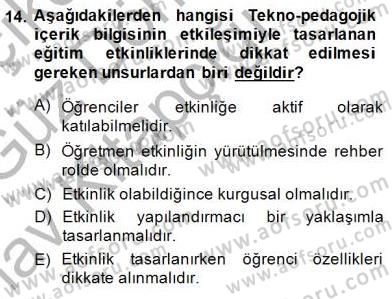 İng. Öğretmenliğinde Öğretim Teknolojileri Ve Materyal Tasarımı 1 Dersi 2014 - 2015 Yılı (Vize) Ara Sınav Soruları 14. Soru