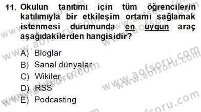 İng. Öğretmenliğinde Öğretim Teknolojileri Ve Materyal Tasarımı 1 Dersi 2014 - 2015 Yılı (Final) Dönem Sonu Sınav Soruları 11. Soru