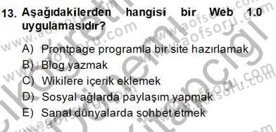 İng. Öğretmenliğinde Öğretim Teknolojileri Ve Materyal Tasarımı 1 Dersi 2014 - 2015 Yılı (Final) Dönem Sonu Sınav Soruları 13. Soru