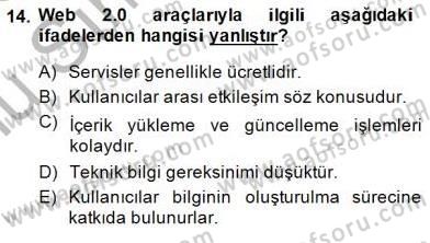 İng. Öğretmenliğinde Öğretim Teknolojileri Ve Materyal Tasarımı 1 Dersi 2014 - 2015 Yılı (Final) Dönem Sonu Sınav Soruları 14. Soru