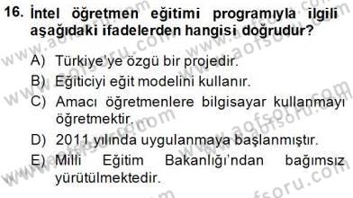 İng. Öğretmenliğinde Öğretim Teknolojileri Ve Materyal Tasarımı 1 Dersi 2014 - 2015 Yılı (Final) Dönem Sonu Sınav Soruları 16. Soru
