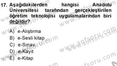 İng. Öğretmenliğinde Öğretim Teknolojileri Ve Materyal Tasarımı 1 Dersi 2014 - 2015 Yılı (Final) Dönem Sonu Sınav Soruları 17. Soru