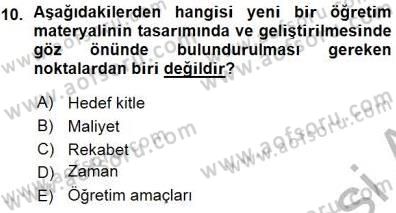 İng. Öğretmenliğinde Öğretim Teknolojileri Ve Materyal Tasarımı 1 Dersi 2015 - 2016 Yılı (Vize) Ara Sınav Soruları 10. Soru