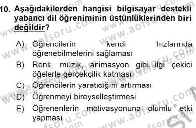 İng. Öğretmenliğinde Öğretim Teknolojileri Ve Materyal Tasarımı 1 Dersi 2015 - 2016 Yılı (Final) Dönem Sonu Sınav Soruları 10. Soru