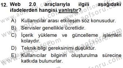 İng. Öğretmenliğinde Öğretim Teknolojileri Ve Materyal Tasarımı 1 Dersi 2015 - 2016 Yılı (Final) Dönem Sonu Sınav Soruları 12. Soru