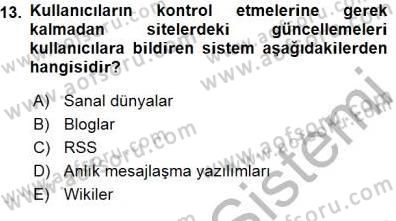 İng. Öğretmenliğinde Öğretim Teknolojileri Ve Materyal Tasarımı 1 Dersi 2015 - 2016 Yılı (Final) Dönem Sonu Sınav Soruları 13. Soru