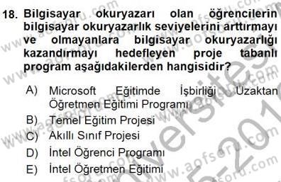 İng. Öğretmenliğinde Öğretim Teknolojileri Ve Materyal Tasarımı 1 Dersi 2015 - 2016 Yılı (Final) Dönem Sonu Sınavı 18. Soru