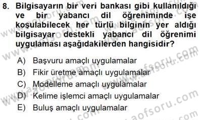 İng. Öğretmenliğinde Öğretim Teknolojileri Ve Materyal Tasarımı 1 Dersi 2015 - 2016 Yılı (Final) Dönem Sonu Sınav Soruları 8. Soru