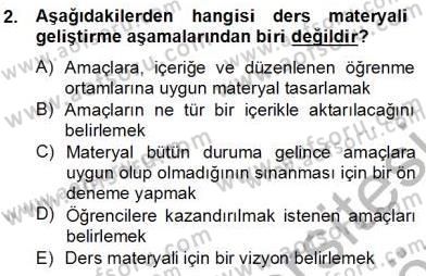 İng. Öğretmenliğinde Öğretim Teknolojileri Ve Materyal Tasarımı 2 Dersi 2012 - 2013 Yılı (Final) Dönem Sonu Sınav Soruları 2. Soru