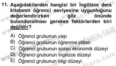 İng. Öğretmenliğinde Öğretim Teknolojileri Ve Materyal Tasarımı 2 Dersi 2013 - 2014 Yılı (Vize) Ara Sınav Soruları 11. Soru