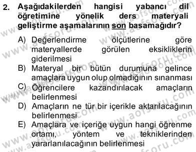 İng. Öğretmenliğinde Öğretim Teknolojileri Ve Materyal Tasarımı 2 Dersi 2013 - 2014 Yılı (Vize) Ara Sınav Soruları 2. Soru