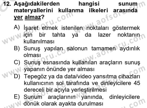 İng. Öğretmenliğinde Öğretim Teknolojileri Ve Materyal Tasarımı 2 Dersi 2014 - 2015 Yılı Tek Ders Sınav Soruları 12. Soru