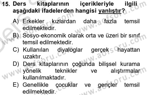İng. Öğretmenliğinde Öğretim Teknolojileri Ve Materyal Tasarımı 2 Dersi 2014 - 2015 Yılı Tek Ders Sınav Soruları 15. Soru