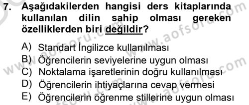 İng. Öğretmenliğinde Öğretim Teknolojileri Ve Materyal Tasarımı 2 Dersi 2014 - 2015 Yılı Tek Ders Sınav Soruları 7. Soru