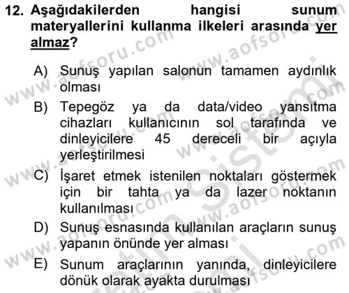 İng. Öğretmenliğinde Öğretim Teknolojileri Ve Materyal Tasarımı 2 Dersi 2015 - 2016 Yılı (Final) Dönem Sonu Sınav Soruları 12. Soru