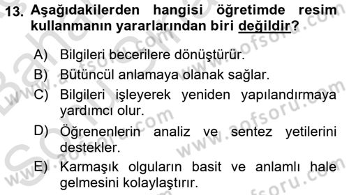 İng. Öğretmenliğinde Öğretim Teknolojileri Ve Materyal Tasarımı 2 Dersi 2015 - 2016 Yılı (Final) Dönem Sonu Sınav Soruları 13. Soru