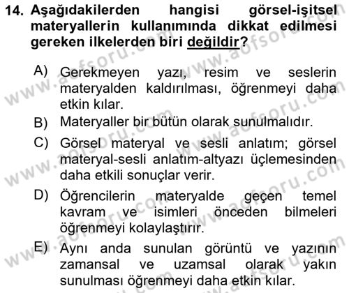 İng. Öğretmenliğinde Öğretim Teknolojileri Ve Materyal Tasarımı 2 Dersi 2015 - 2016 Yılı (Final) Dönem Sonu Sınav Soruları 14. Soru