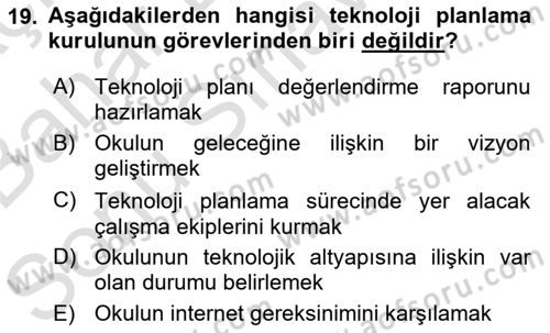 İng. Öğretmenliğinde Öğretim Teknolojileri Ve Materyal Tasarımı 2 Dersi 2015 - 2016 Yılı (Final) Dönem Sonu Sınav Soruları 19. Soru