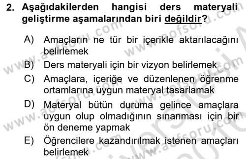 İng. Öğretmenliğinde Öğretim Teknolojileri Ve Materyal Tasarımı 2 Dersi 2015 - 2016 Yılı (Final) Dönem Sonu Sınav Soruları 2. Soru
