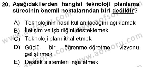 İng. Öğretmenliğinde Öğretim Teknolojileri Ve Materyal Tasarımı 2 Dersi 2015 - 2016 Yılı (Final) Dönem Sonu Sınav Soruları 20. Soru