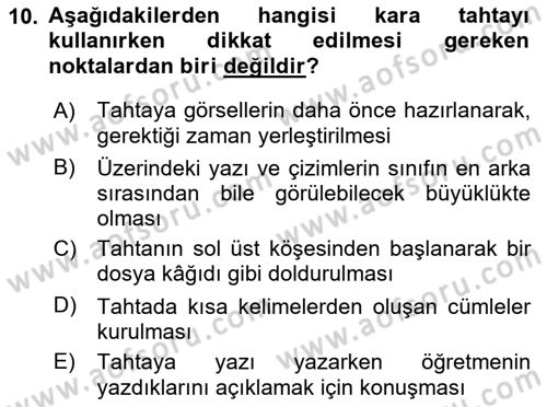 İng. Öğretmenliğinde Öğretim Teknolojileri Ve Materyal Tasarımı 2 Dersi 2016 - 2017 Yılı 3 Ders Sınav Soruları 10. Soru