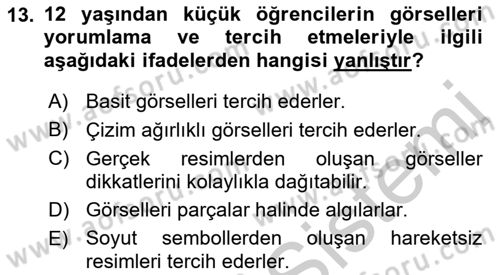 İng. Öğretmenliğinde Öğretim Teknolojileri Ve Materyal Tasarımı 2 Dersi 2016 - 2017 Yılı 3 Ders Sınav Soruları 13. Soru