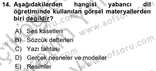 İng. Öğretmenliğinde Öğretim Teknolojileri Ve Materyal Tasarımı 2 Dersi 2016 - 2017 Yılı 3 Ders Sınav Soruları 14. Soru