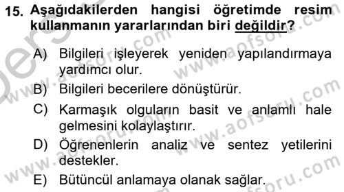 İng. Öğretmenliğinde Öğretim Teknolojileri Ve Materyal Tasarımı 2 Dersi 2016 - 2017 Yılı 3 Ders Sınav Soruları 15. Soru