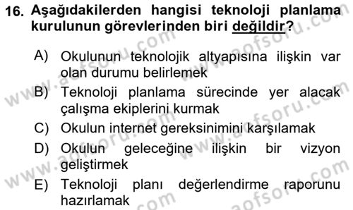 İng. Öğretmenliğinde Öğretim Teknolojileri Ve Materyal Tasarımı 2 Dersi 2016 - 2017 Yılı 3 Ders Sınav Soruları 16. Soru