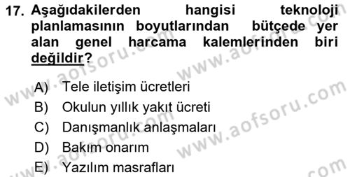 İng. Öğretmenliğinde Öğretim Teknolojileri Ve Materyal Tasarımı 2 Dersi 2016 - 2017 Yılı 3 Ders Sınav Soruları 17. Soru